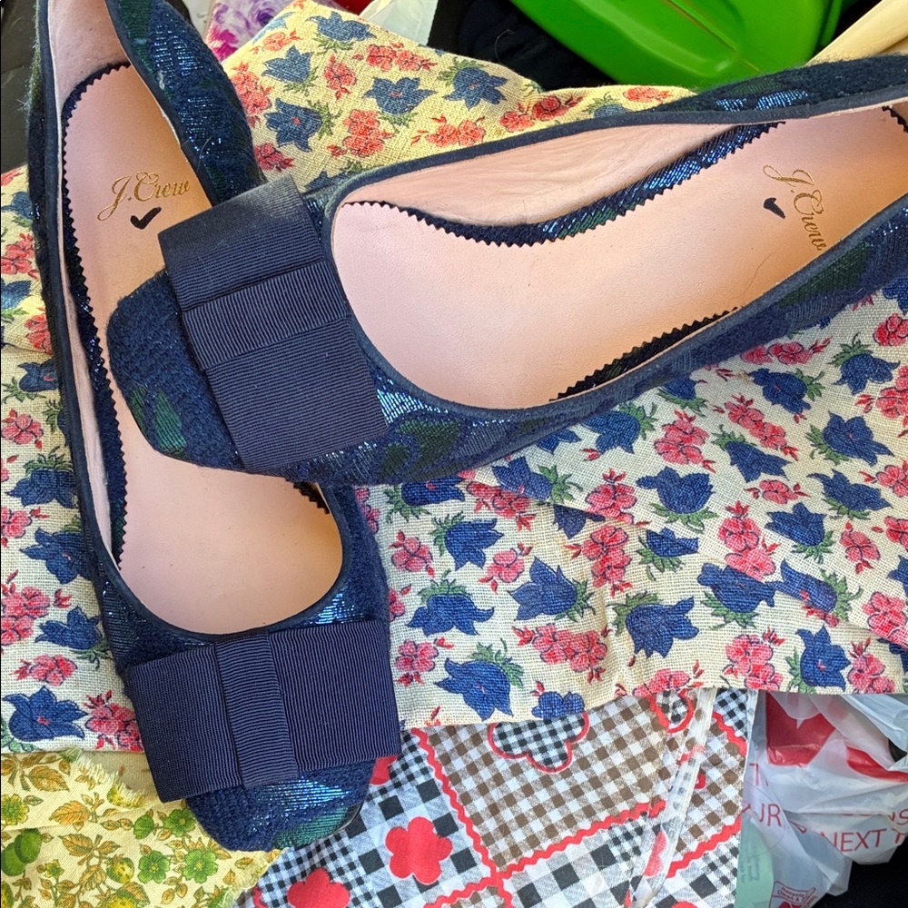 J. Crew Women's Dark Blue Flats with Bow